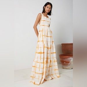 Women's Orange and White Maxi Dress